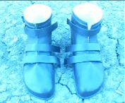 picture of custom made comfortable rain and snow boots with 3 velcro adjustment straps.